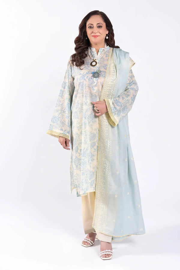 Printed Lawn Suit with Embroidered Denting Lawn Dupatta