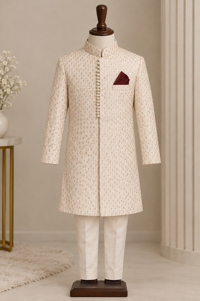 Golden Mysore Loops Sherwani with Trouser
