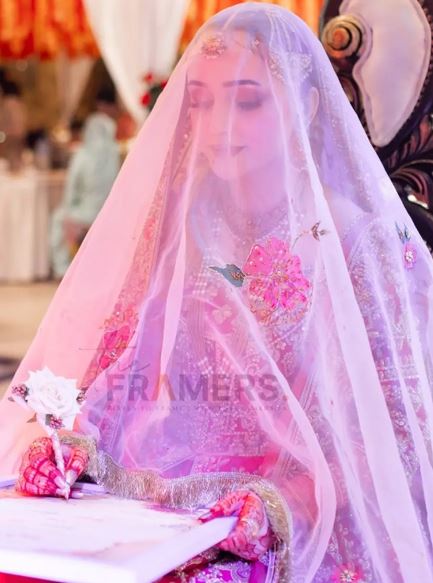 Hand Painted Flowers Nikkah Dupatta