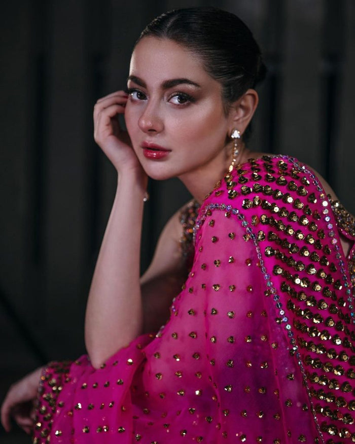 Diva Pink Embellished Organza Sari