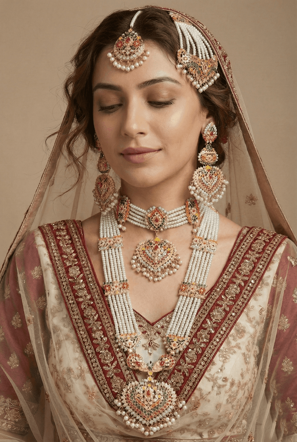 Heritage Handmade Bridal Hyderabadi Dholna Set