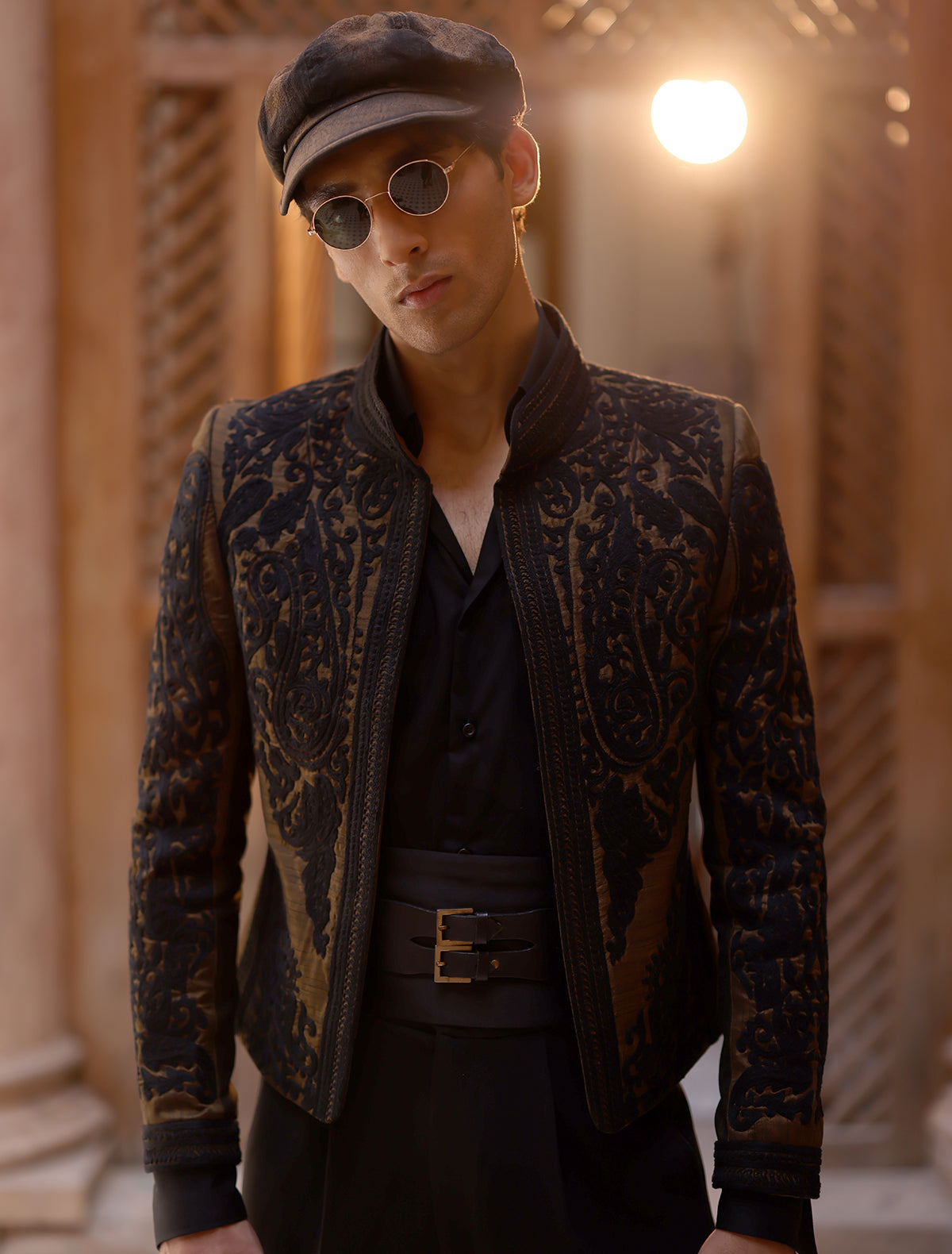 Tan Heavy Embroidered Jacket