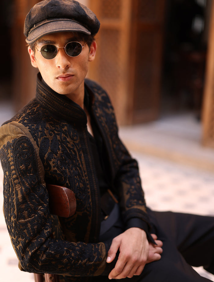 Tan Heavy Embroidered Jacket
