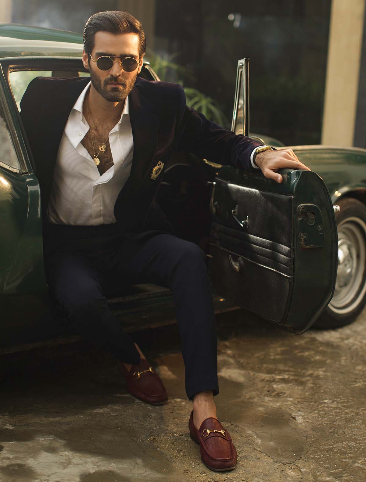 Navy Blue Velvet Classic Blazer