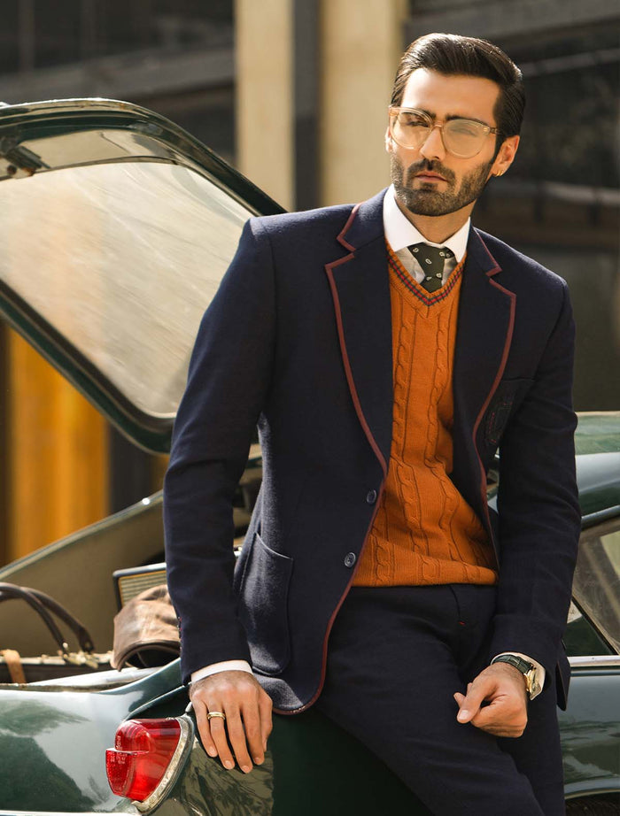 Navy Blue Two Buttons Suit