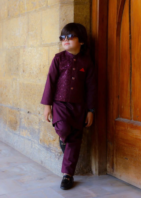 Plum Purple Waistcoat Suit-KC 042