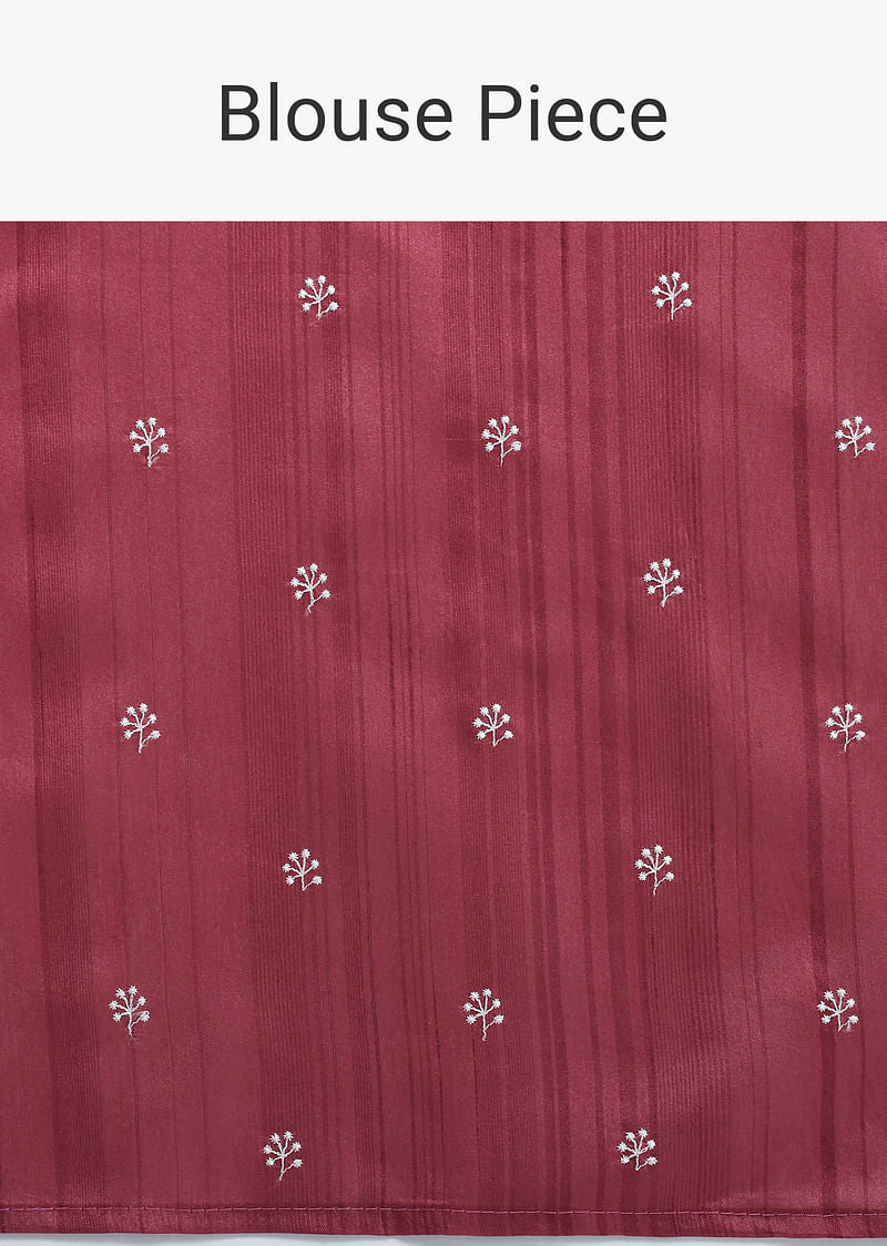 Onion Pink Embroidered Tussar Saree