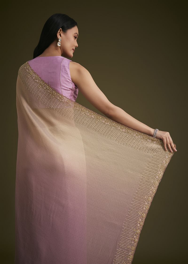 Purple Ombre Jacquard Saree