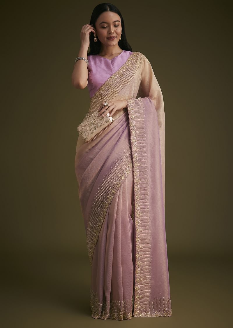 Purple Ombre Jacquard Saree