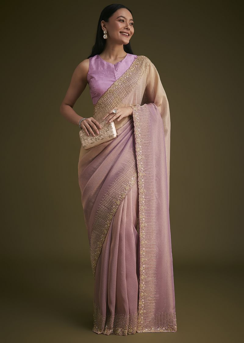 Purple Ombre Jacquard Saree