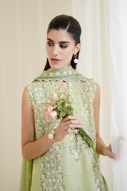 PISTACHIO LUXURY EMBROIDERED 3PCS SET NPA3-25429 (READY TO WEAR)