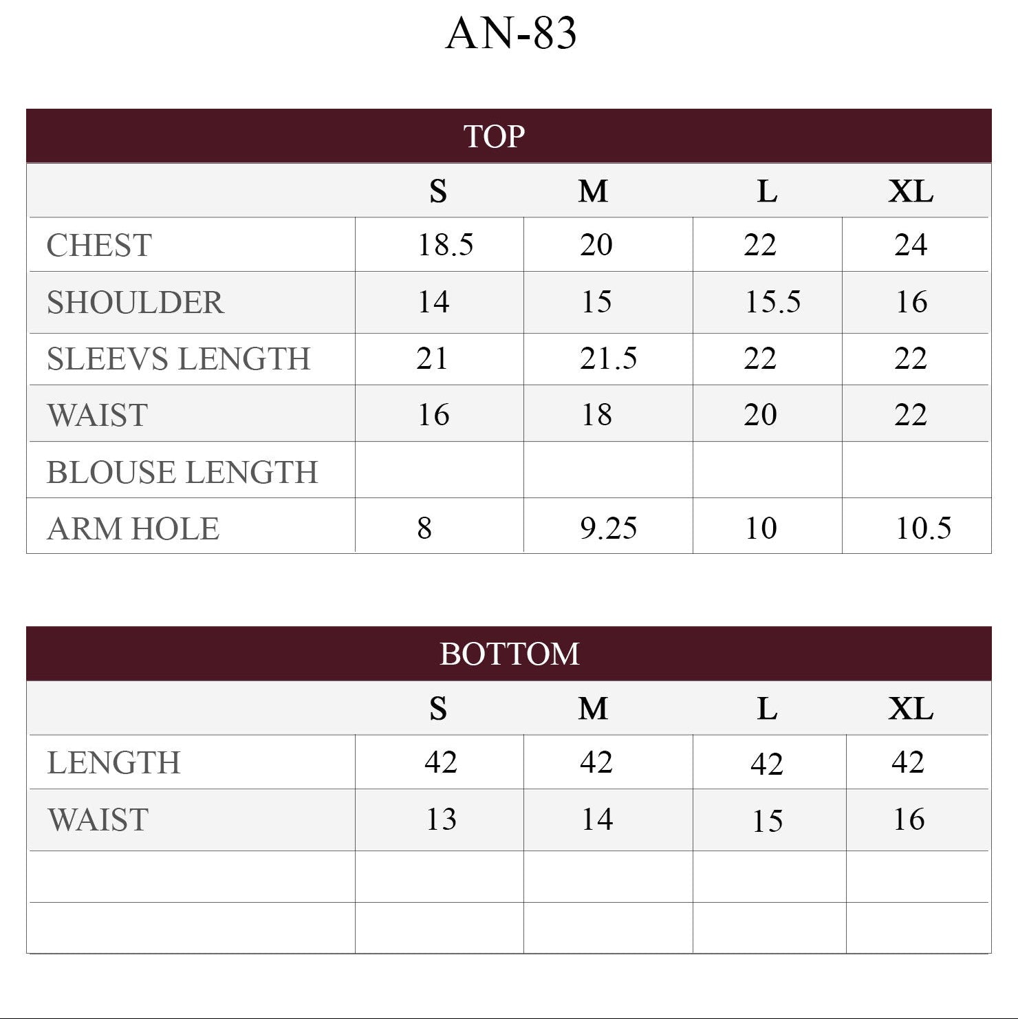 Size Chart