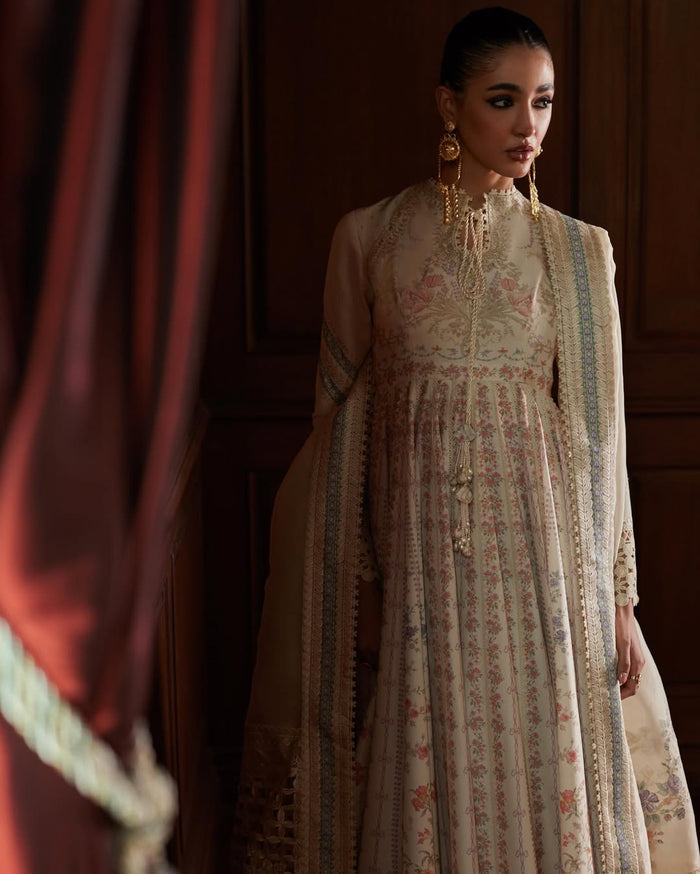 SAFIRA by Saad Bin Shahzad | Luxury 3-Piece Stitched Lawn Eid Frock (Express Shipping)