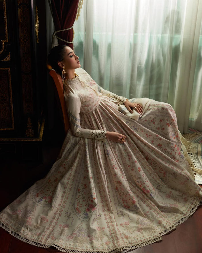 SAFIRA by Saad Bin Shahzad | Luxury 3-Piece Stitched Lawn Eid Frock (Express Shipping)
