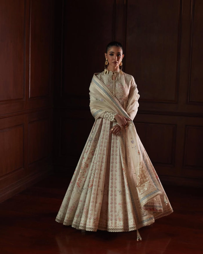 SAFIRA by Saad Bin Shahzad | Luxury 3-Piece Stitched Lawn Eid Frock (Express Shipping)