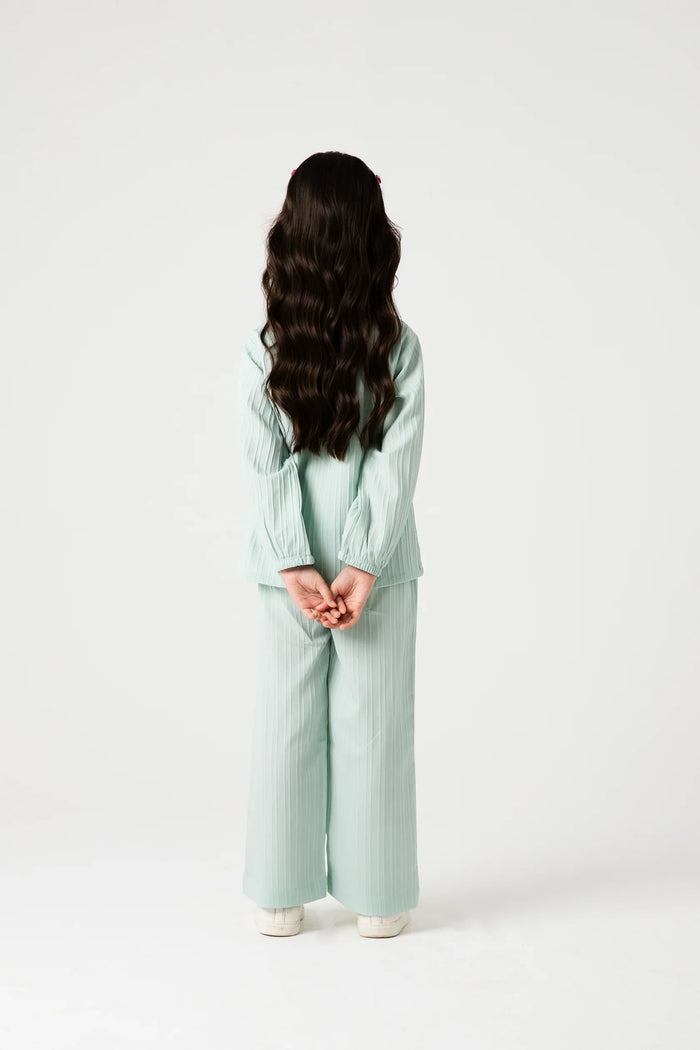 Girls Mint Textured Cotton Co-ord Set