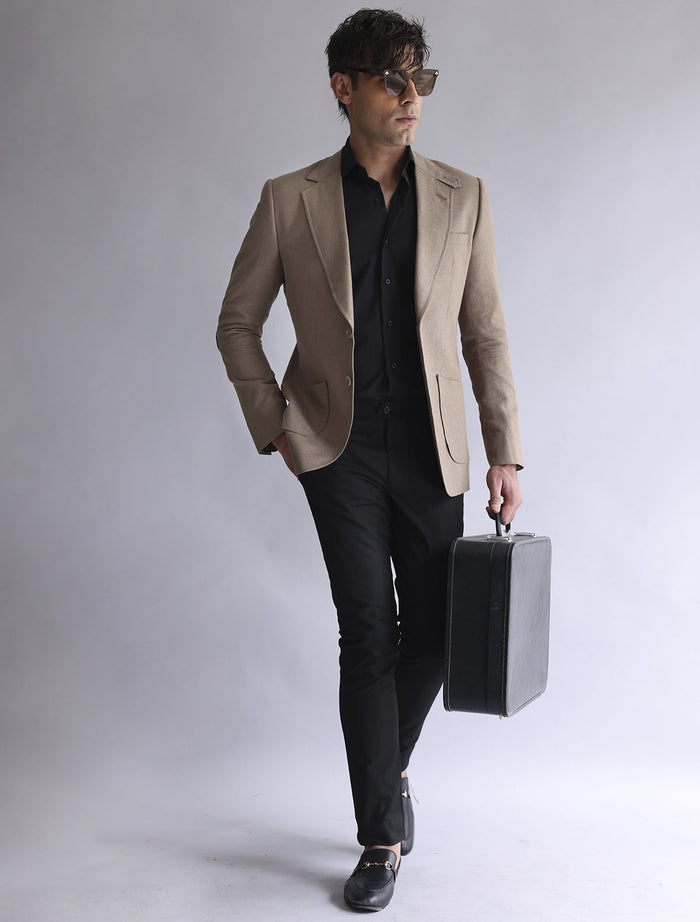 Beige Classic Two Buttons Blazer