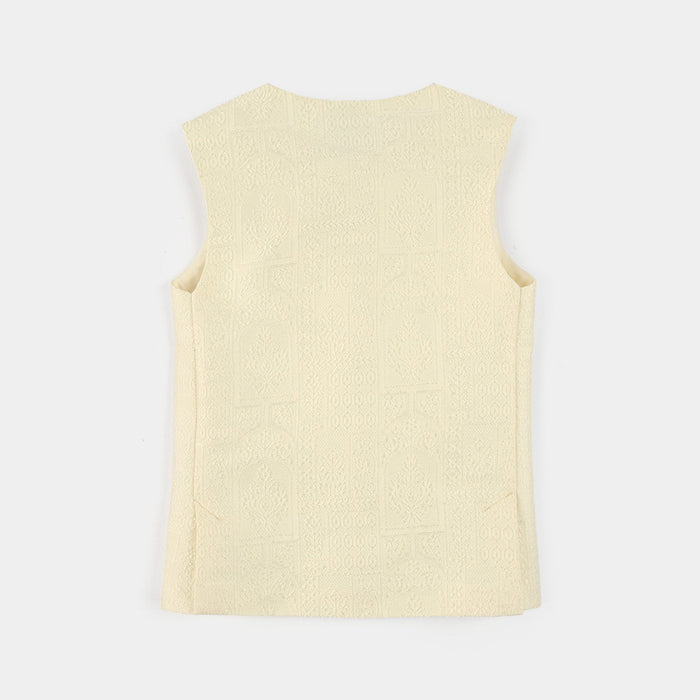 Boys Poly Viscose Waistcoat (After Glow)-Cream