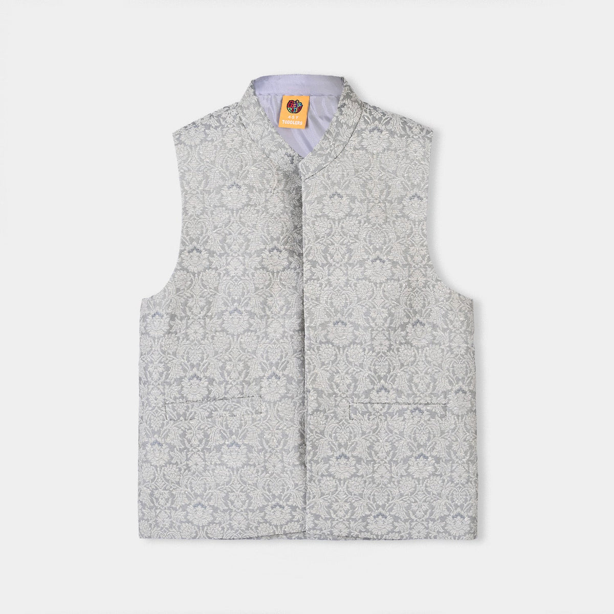 Boys Poly Viscose Waistcoat Zari - Grey