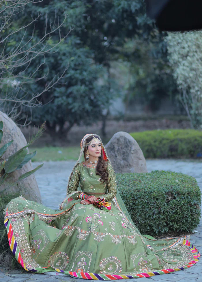 olive green mehndi dress Bridal Mehndi Dress Salwar Kameez Women's Olive Green Embroidered Mehndi  Trendy Salwar Kameez  Trendia