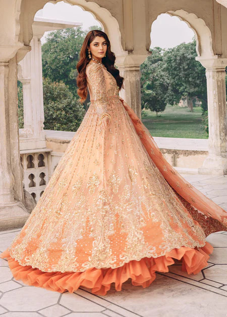 Pakistani Bridal Dress in Gown Lehenga