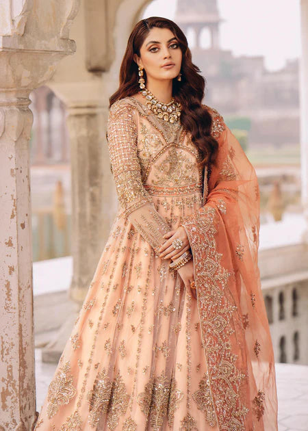 Pakistani Bridal Dress in Gown Lehenga