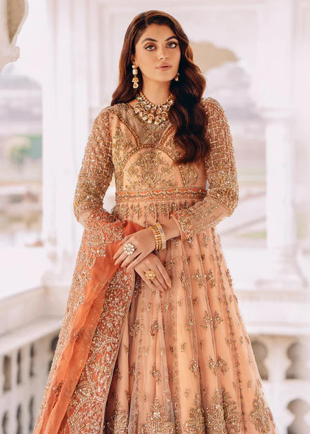 Pakistani Bridal Dress in Gown Lehenga