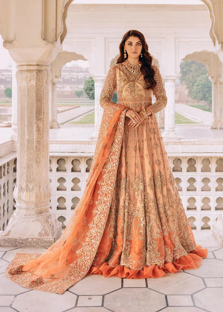 Pakistani Bridal Dress in Gown Lehenga