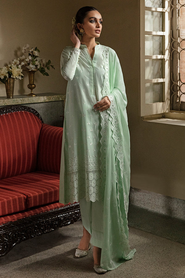 MINT VOYAGE-3PC CHIKANKARI LAWN SUIT