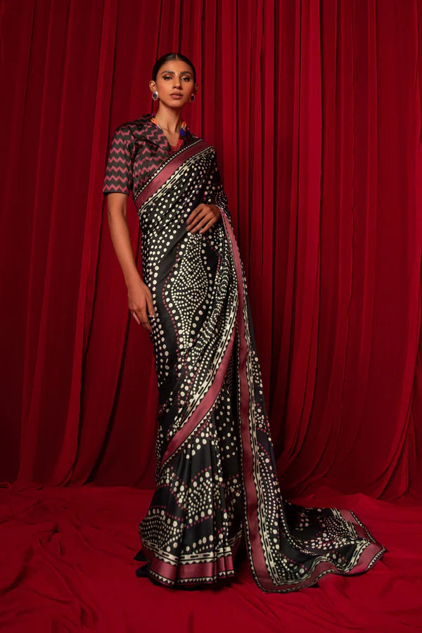 Printed Satin Saree