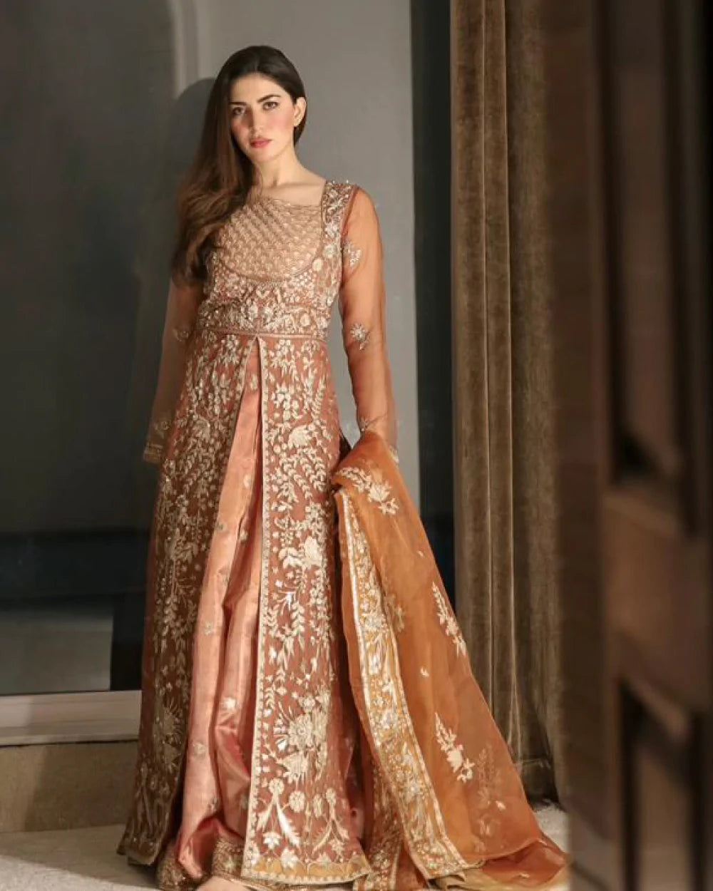 Pink Lehenga and Front Open Gown Pakistani Dress #BS912 | Pakistani bridal  dresses, Pakistani bridal dress, Bridal dresses