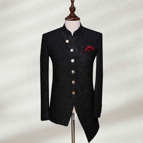 Black Angled Cut Prince Coat