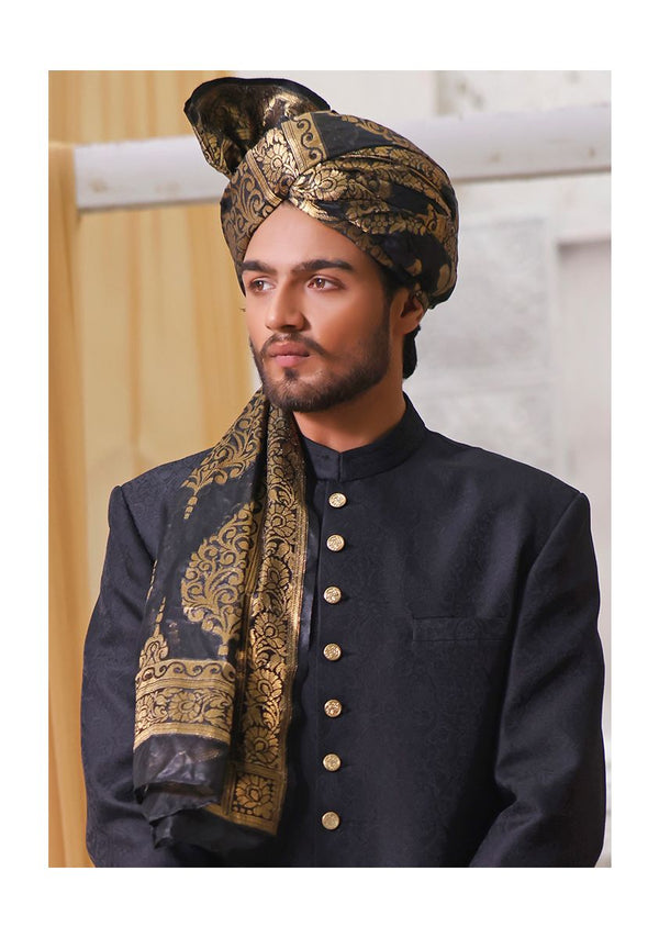 Traditional Organza Black Turban