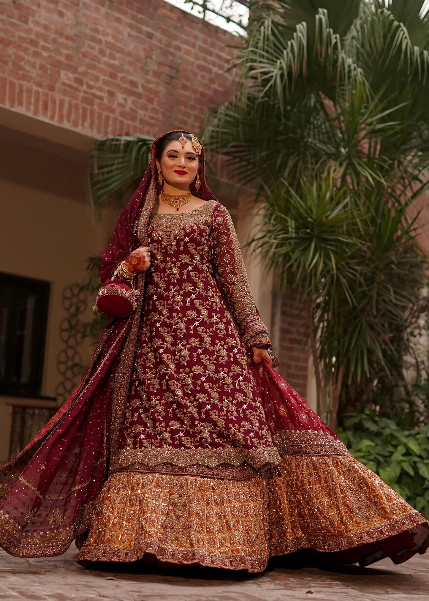 Pakistani Wedding Dress in Bridal Farshi Sharara