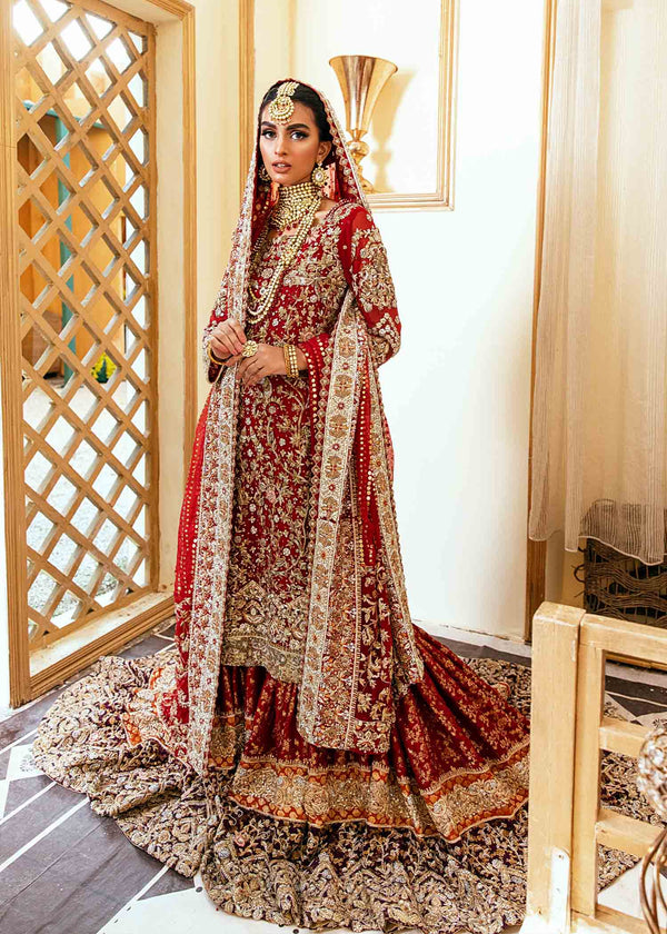 Red and Golden Lehenga Kameez for Indian Bride