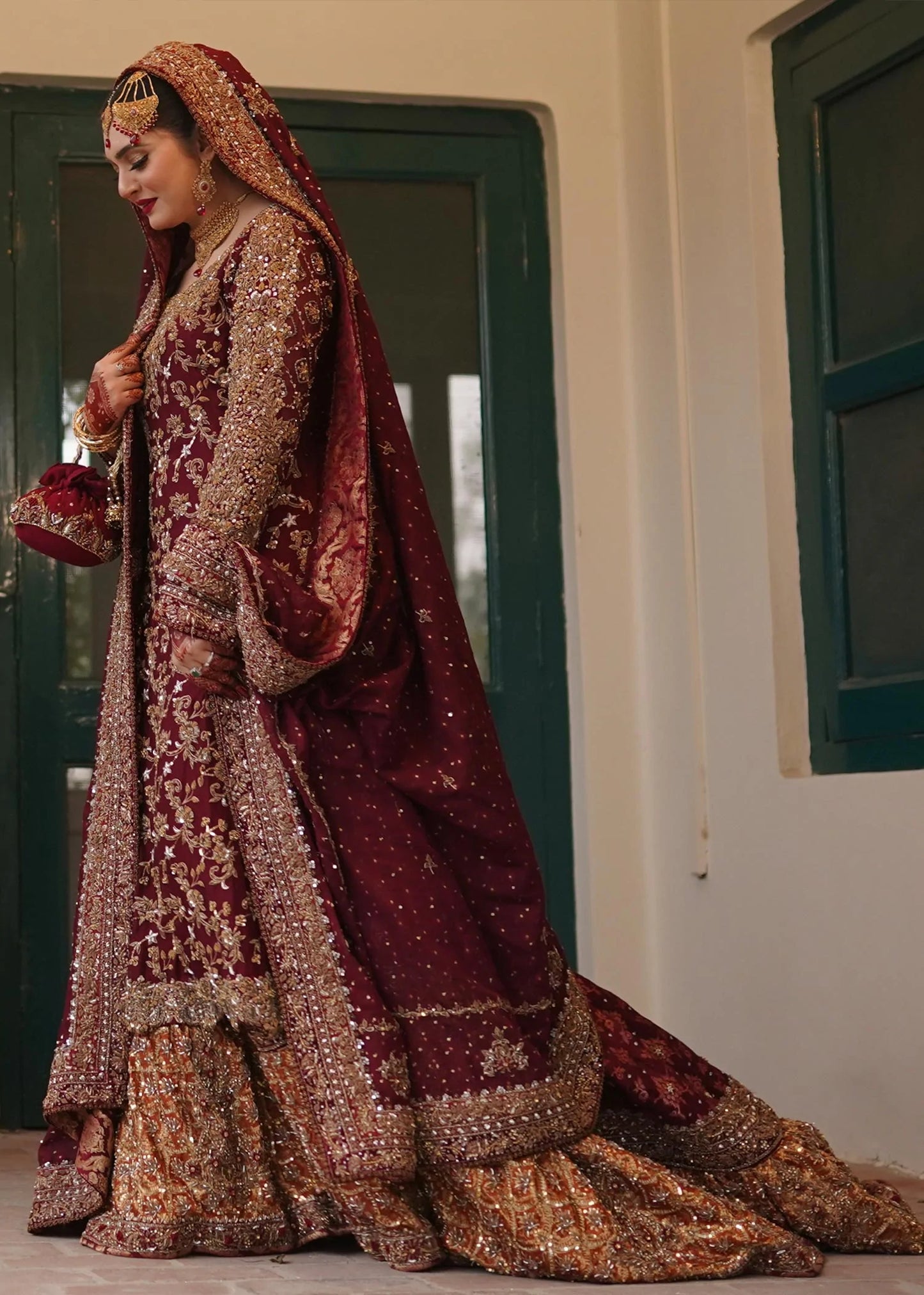 Pakistani Wedding Dress in Bridal Farshi Sharara