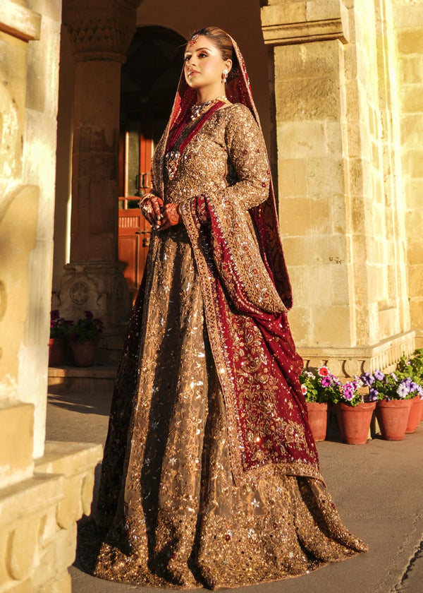 Pakistani Bridal Outfit in Net Choli and Lehenga Style