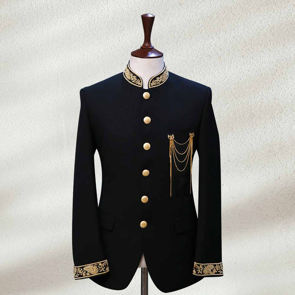 Black Prince For Groom with Embroidery