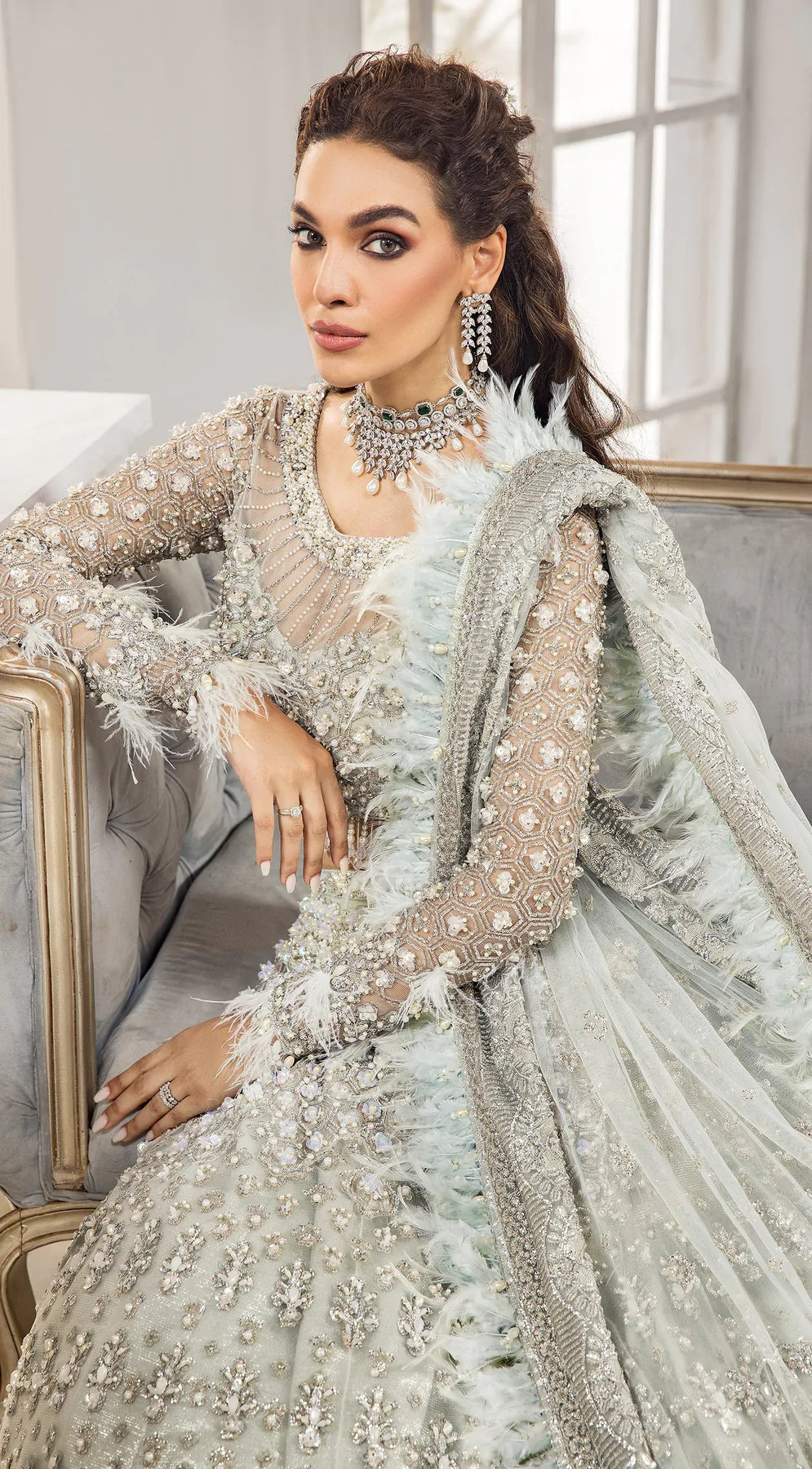 Bridal Silver Lehenga Choli For Pakistani Bridal Wear