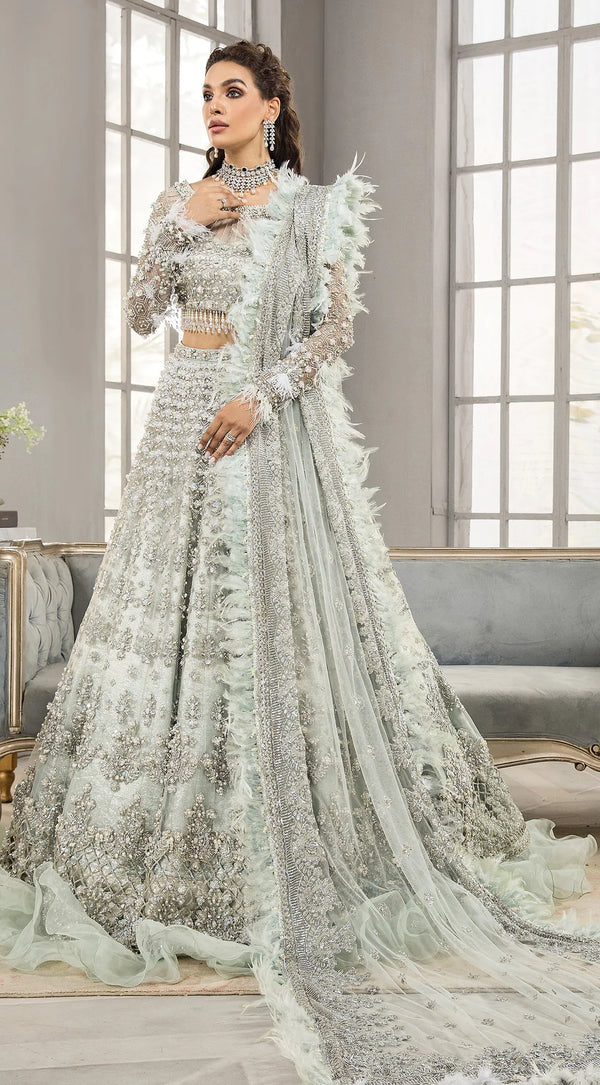 Bridal Silver Lehenga Choli For Pakistani Bridal Wear