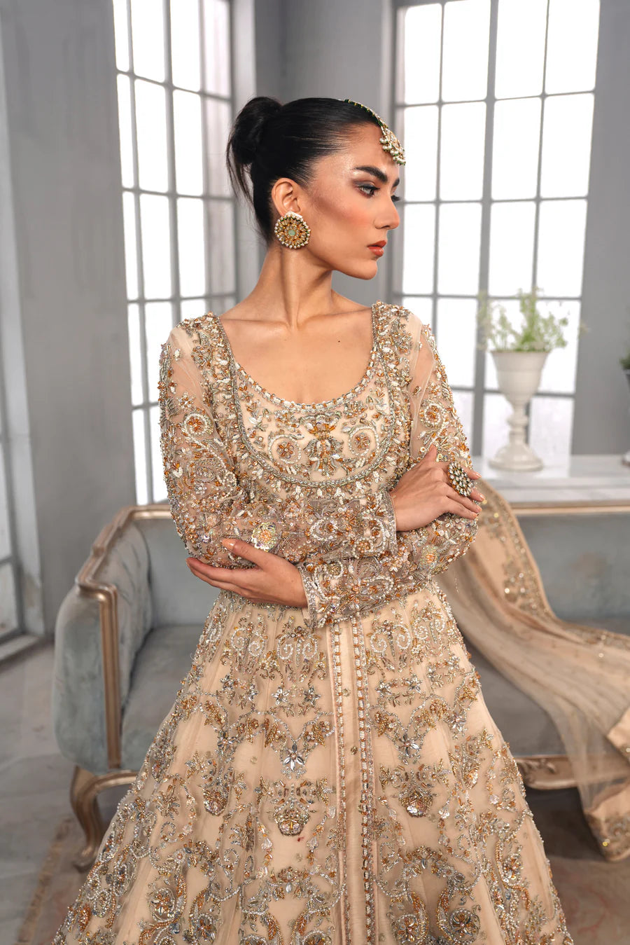 Bridal Wedding Dress in Gown Lehenga Style