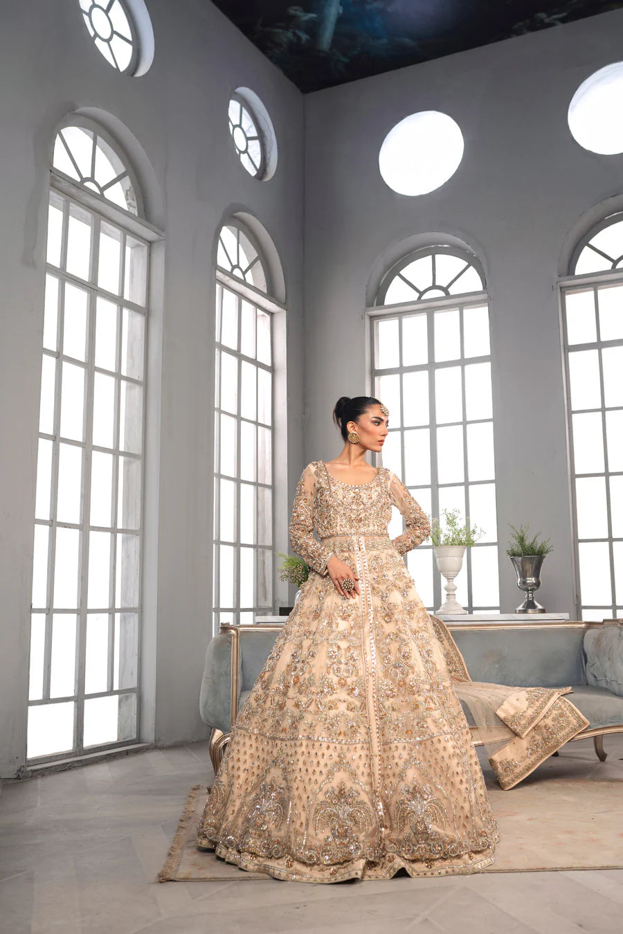 Bridal Wedding Dress in Gown Lehenga Style