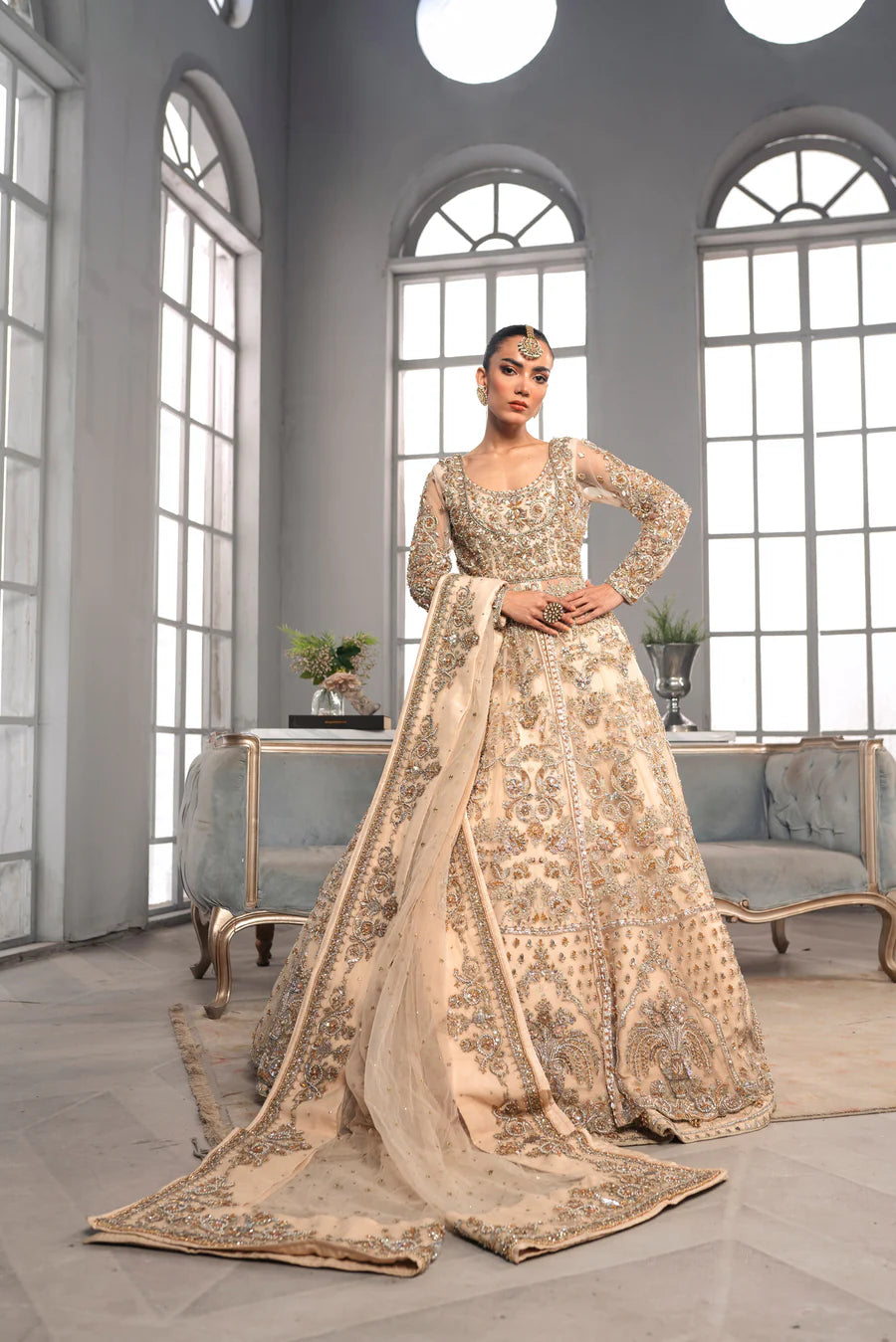 Bridal Wedding Dress in Gown Lehenga Style