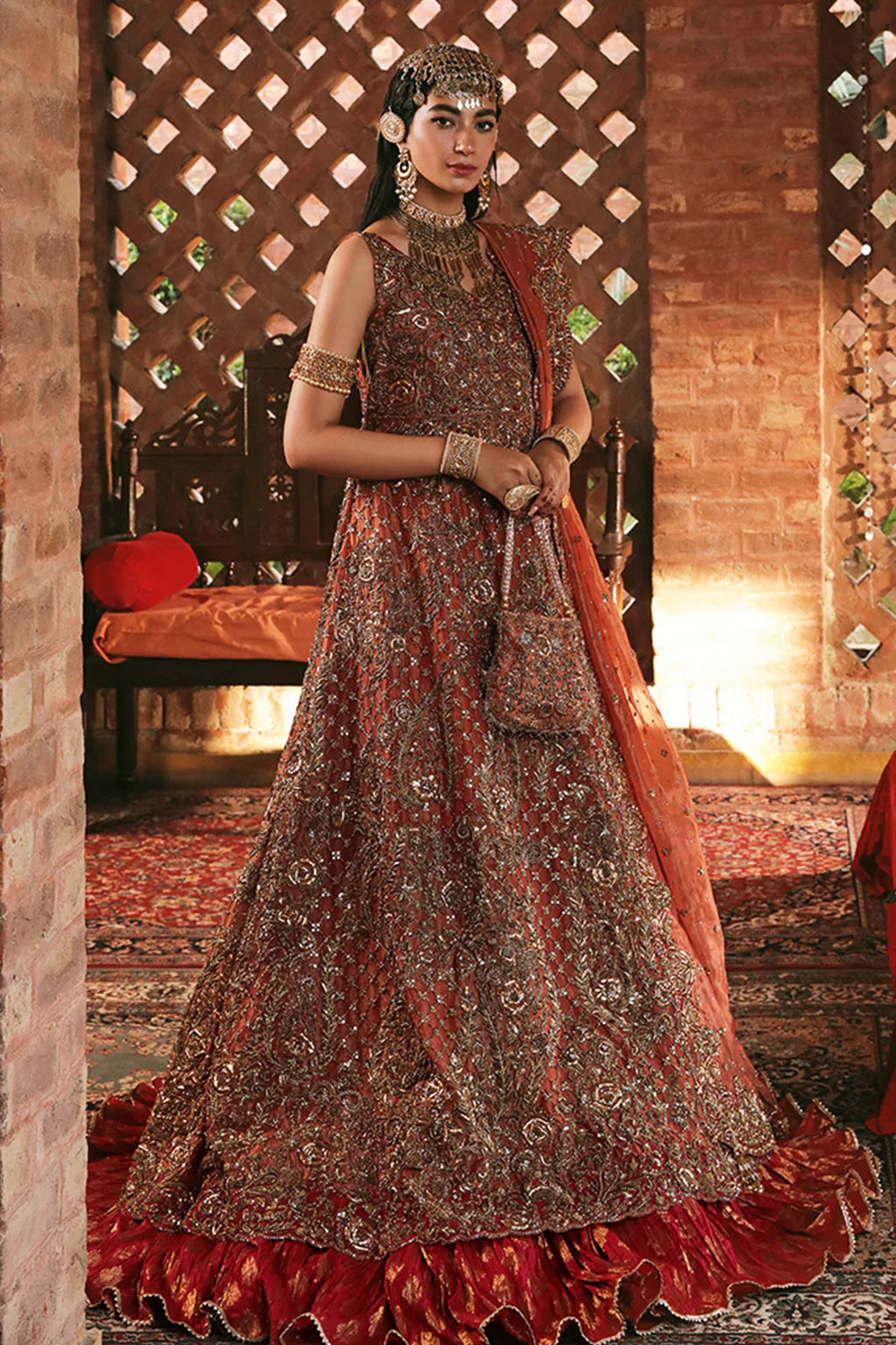 Dark Maroon Lehenga Gown Bridal Dresses