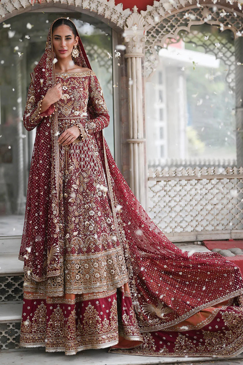 Royal Embroidered Red Frock Lehenga Pakistani Eid Dress | Red frock, Pakistani  dresses, Beautiful pakistani dresses