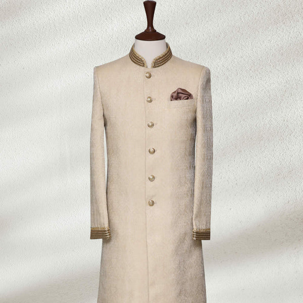 Embroidered Mandarin Collar Indo-Western Sherwani