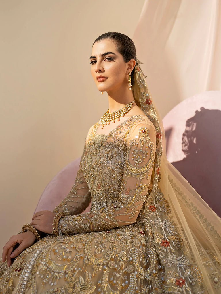 Silver Grey Lehenga Gown For Pakistani Bridal Wear – UY COLLECTION