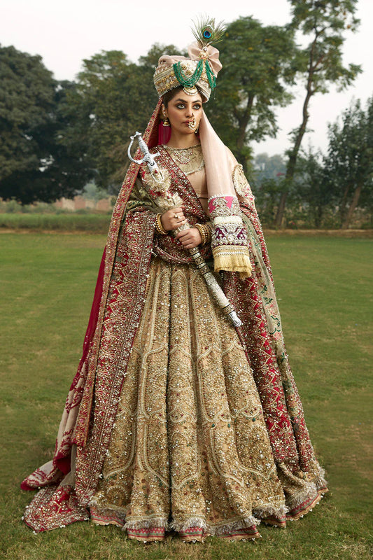 Golden Lehenga Choli Red Dupatta