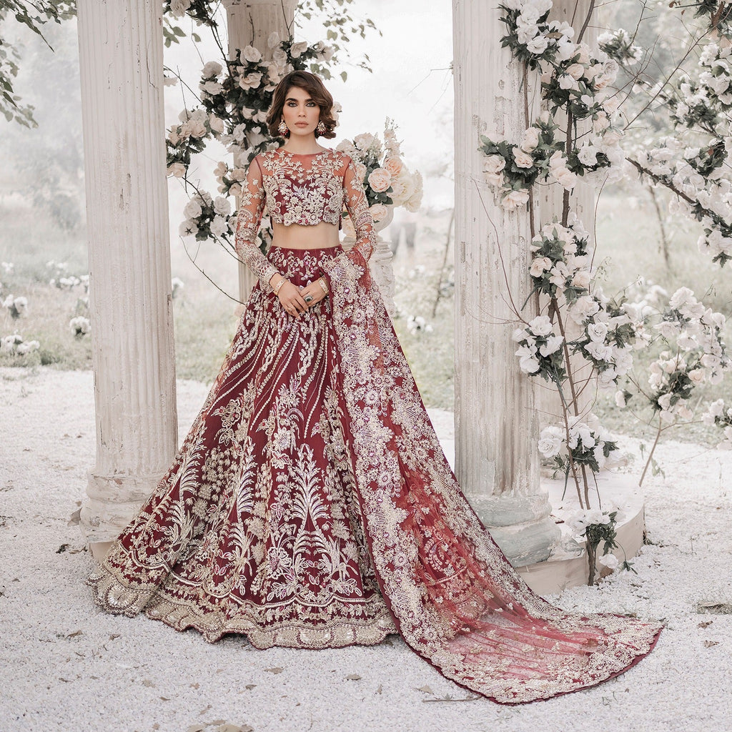Designer Red Golden Lehenga Choli for Indian Bridal Wear – Nameera by Farooq