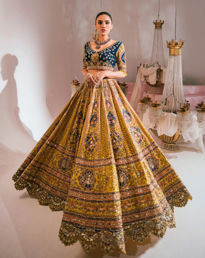 Bride Yellow Wedding Dress Heavy Yellow Bridal Lehenga Pakistani